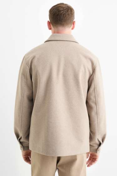 Herren - Hemdjacke - Regular Fit - Kent - gemustert - beige