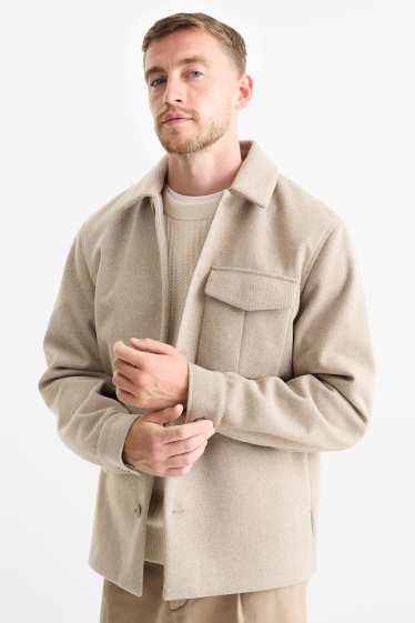 Herren - Hemdjacke - Regular Fit - Kent - gemustert - beige