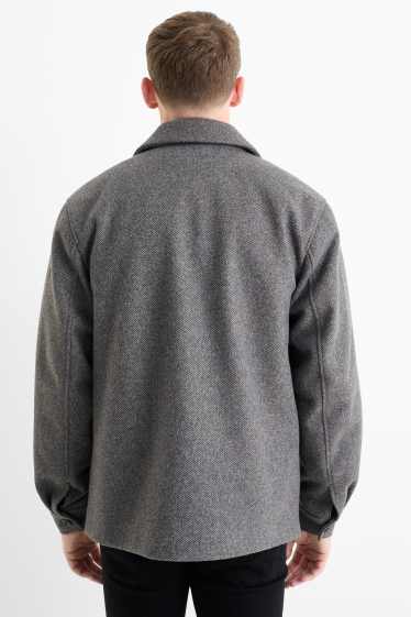 Uomo - Giacca camicia - regular fit - collo all'italiana - fantasia - grigio scuro