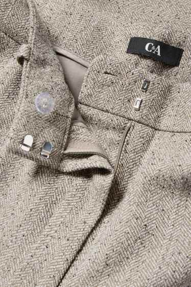 Dámské - Business kalhoty - mid waist - relaxed fit - se vzorem - béžová