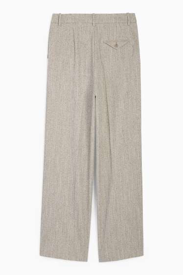 Dámské - Business kalhoty - mid waist - relaxed fit - se vzorem - béžová