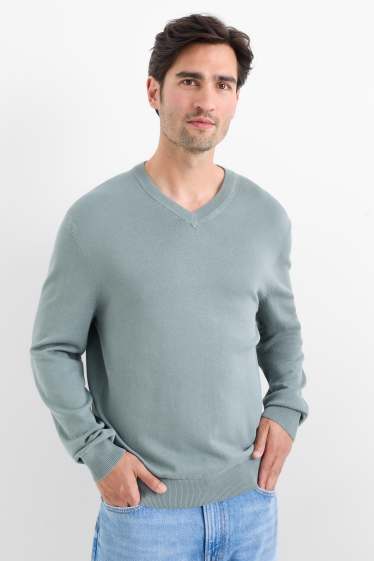 Hommes - Pull en maille fine - gris clair