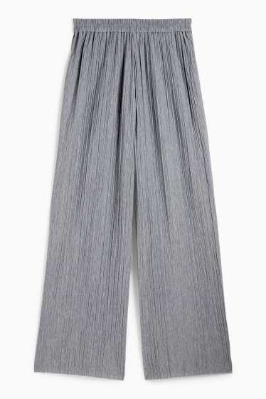 Femei - Pantaloni plisați - talie înaltă - wide leg - gri