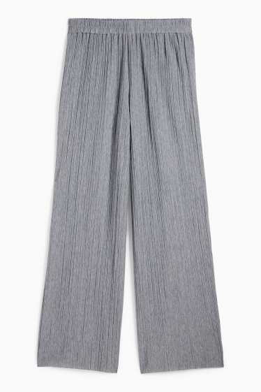 Femei - Pantaloni plisați - talie înaltă - wide leg - gri