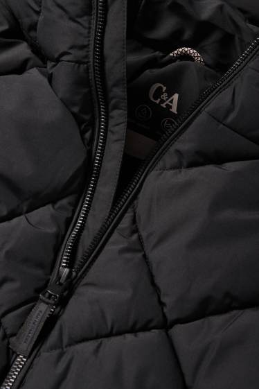 Children Girls - Quilted jacket with hood - water-repellent - black