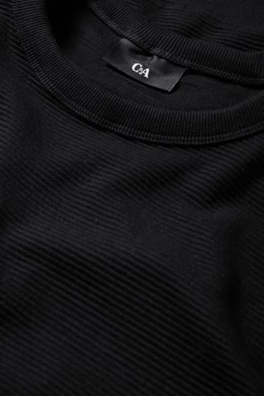 Herren - Sweatshirt - gerippt - schwarz