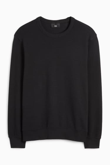 Herren - Sweatshirt - gerippt - schwarz