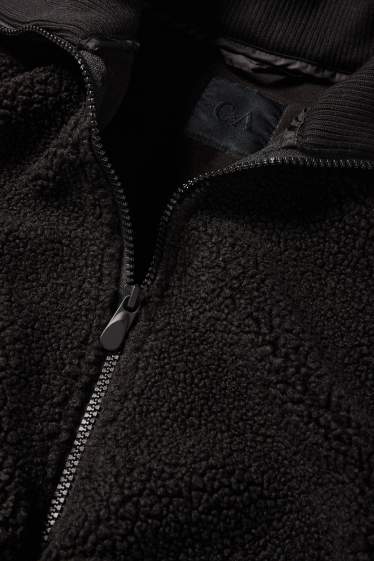 Men - Teddy fur jacket - black