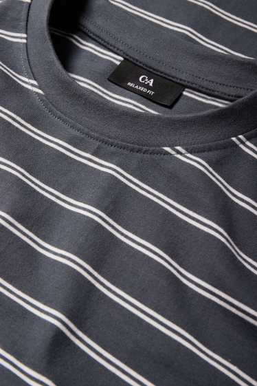 Herren - Langarmshirt - gestreift - grau