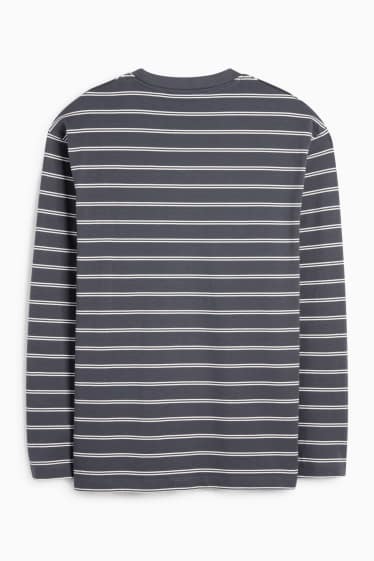 Herren - Langarmshirt - gestreift - grau