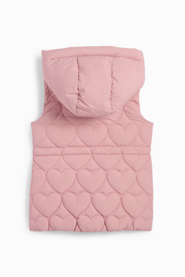 Kinder Mädchen - Steppweste mit Kapuze - wasserabweisend - gemustert - rosa