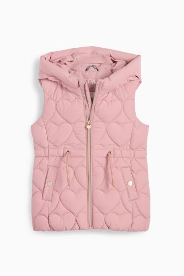 Kinder Mädchen - Steppweste mit Kapuze - wasserabweisend - gemustert - rosa