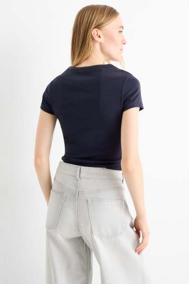 Dámské - Tričko - slim fit - tmavomodrá