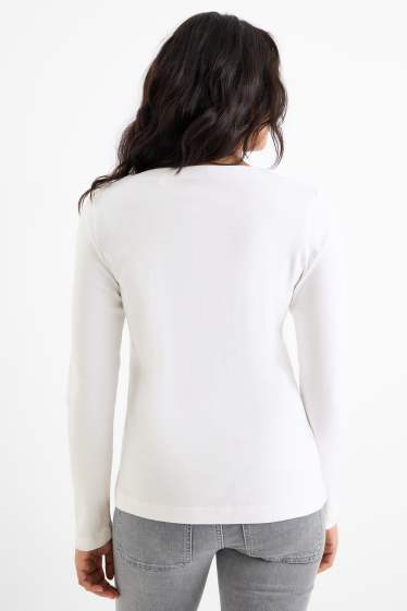Damen - Multipack 2er - Basic-Langarmshirt - schwarz / weiß