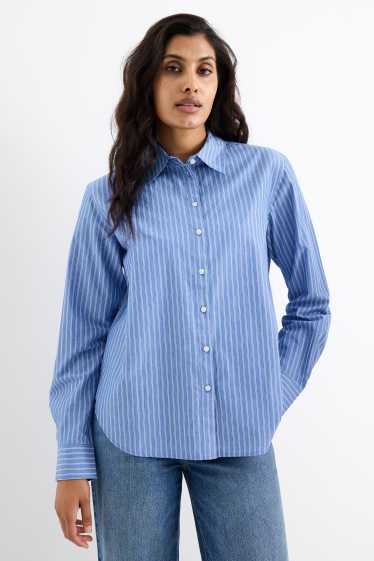 Damen - Bluse - gestreift - blau / weiss