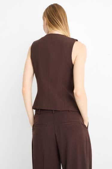 Dames - Gilet - tailored fit - donkerbruin