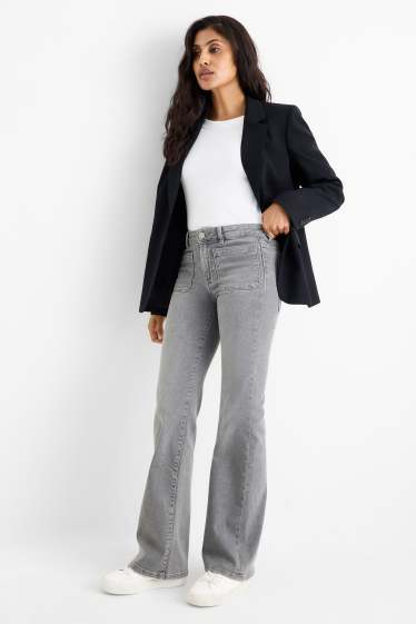Femei - Flared jeans - talie medie - denim-gri
