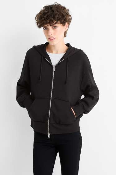 Femmes - Sweat zippé en molleton - noir