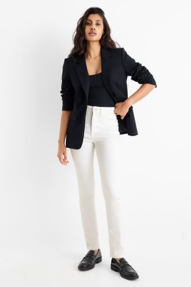 Damen - Stoffhose - High Waist - Slim Fit - weiß