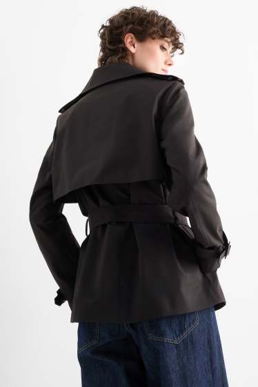 Damen - Kurzer Trenchcoat - schwarz