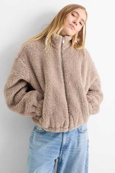 Donna - Giacca in pelo teddy - marrone chiaro