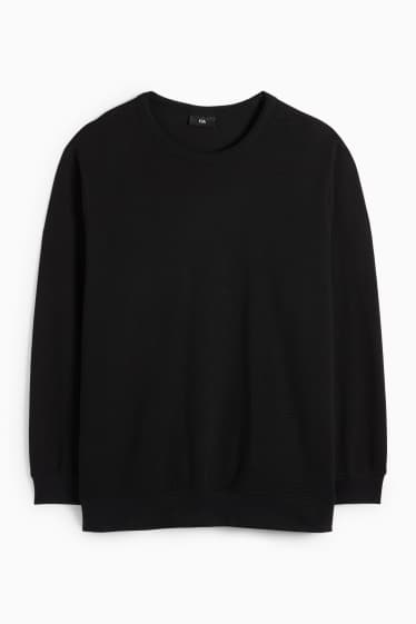 Herren - Sweatshirt - gerippt - schwarz