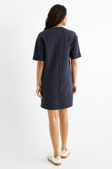 Femmes - Robe-T-shirt - à fleurs - bleu foncé