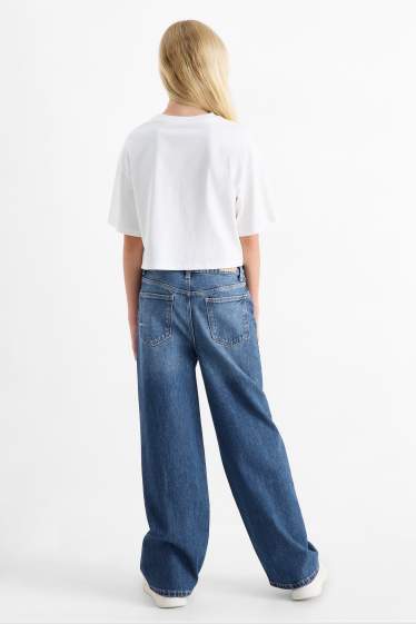Copii - Fete - Wide leg jeans - denim-albastru