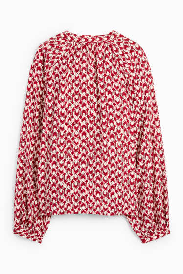 Femmes - Chemisier à encolure en V - à motif - rouge / beige