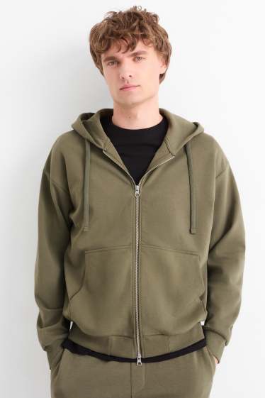 Hommes - Sweat zippé à capuche - vert