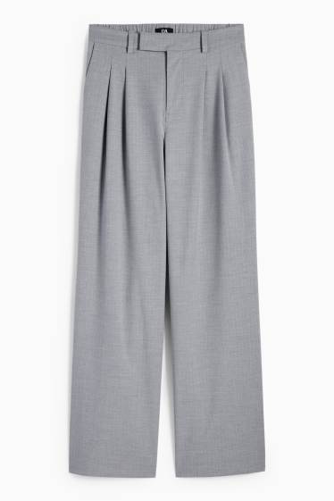 Women - Business trousers - mid-rise waist - relaxed fit - pinstripes - gray