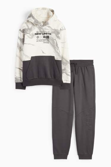 Enfants garçons - Ensemble - sweat à capuche et pantalon de jogging - deux pièces - gris foncé