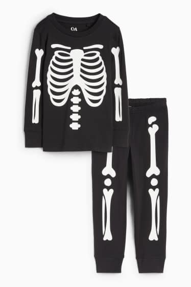 Copii - Băieți - Schelet - pijama - 2 piese - negru / alb