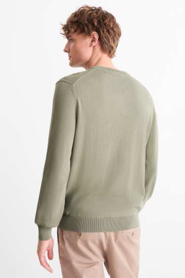 Hommes - Pull en maille fine - vert
