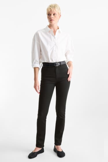 Donna - Pantaloni di stoffa - vita alta - slim fit - nero
