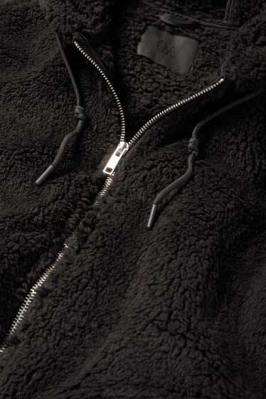 Femmes - Veste en peluche à capuche - noir