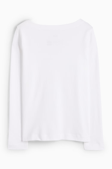 Damen - Basic-Langarmshirt - weiss