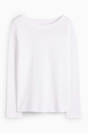Damen - Basic-Langarmshirt - weiss