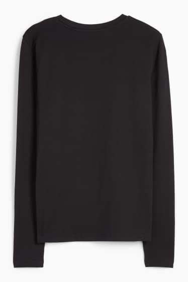Damen - Basic-Langarmshirt - schwarz