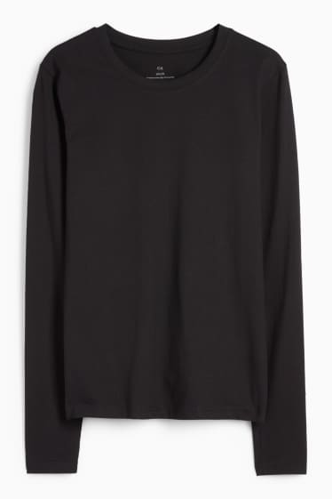Damen - Basic-Langarmshirt - schwarz