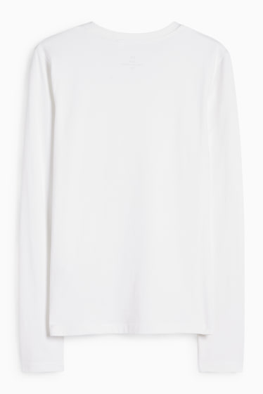 Damen - Basic-Langarmshirt - weiss