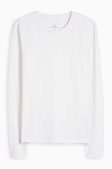 Damen - Basic-Langarmshirt - weiss