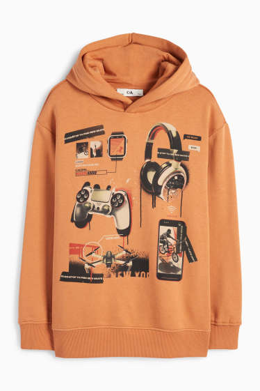 Kinder Buben - Gaming und BMX - Hoodie - dunkelorange