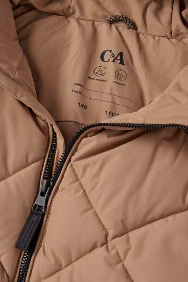Children Girls - Quilted jacket with hood - water-repellent - beige