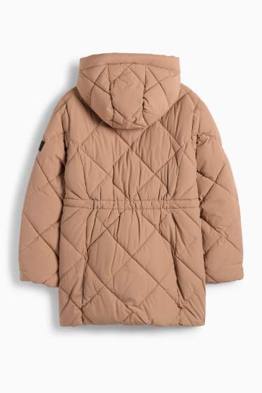 Children Girls - Quilted jacket with hood - water-repellent - beige