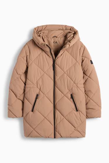Children Girls - Quilted jacket with hood - water-repellent - beige