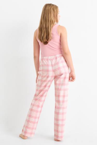 Kinderen: meisjes - Set van 2 - pyjamabroek - grijs / roze