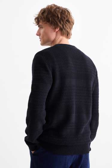 Herren - Pullover - strukturiert - dunkelblau