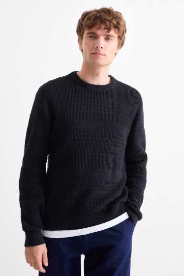 Herren - Pullover - strukturiert - dunkelblau