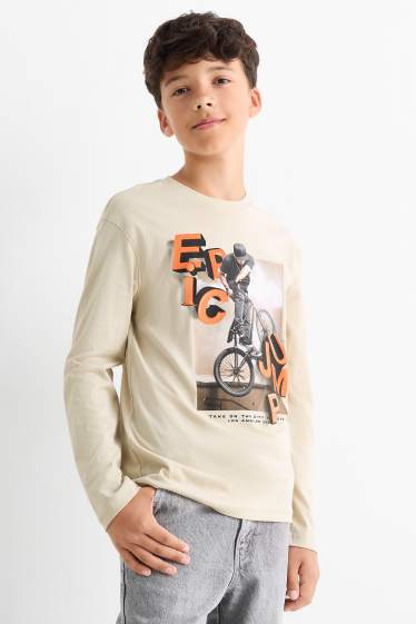 Enfants garçons - Lot de 2 - BMX - hauts à manches longues - beige clair